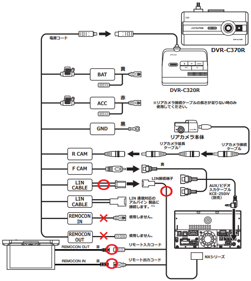 【新品】あかくろ　 前後2カメラドラレコ C320R+250iV専用配線 alpine-dvrc320r_1.jpg